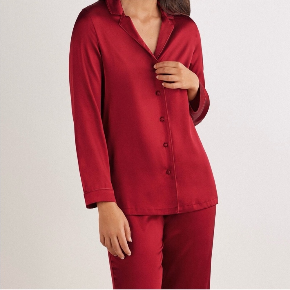 intimissimi Wine-Red Satin Button Pajama Set